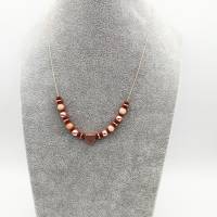 Perlen-Halskette mit Hämatit und Jadeperlen in rosé gold 45 cm plus Verlängerungskette Bild 7
