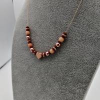 Perlen-Halskette mit Hämatit und Jadeperlen in rosé gold 45 cm plus Verlängerungskette Bild 8
