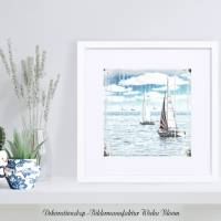 SEGELTÖRN maritimes Wandbildauf Holz Leinwand Kunstdruck Landhausstil Segelboote Vintage Style Shabby Chic online kaufen Bild 1