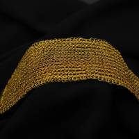 extravaganter Damen-Armschmuck - gehäkelt aus 24ct vergoldetem Draht mit Fädelverschluss von bcd manufaktur Bild 5