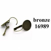 10 / 50 Brisuren mit 14 mm Fassung, Cabochons, Klebestein, Ohrringe, bronze, 16989 Bild 1