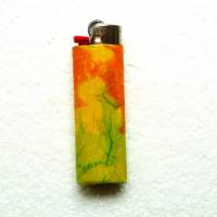 Feuerzeughülle orange-grün inkl. BIC-Feuerzeug Bild 1