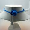 Kette gehäkelt Häkelkette Halskette Baumwolle Boho Collier blau weiß Einzelstück Bild 3