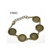 Armbänder mit Fassung, Armband, Cabochon, Klebestein, bronze, Cabochon 18mm, 18 cm Lang Bild 1