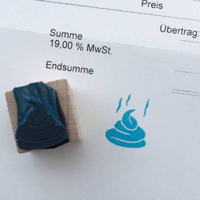 Stempel "Die Kacke dampft", Mini Stempel, Ministempel, Stempel Kacke, kleiner Stempel, witziger Stempel, handgeschnitzter Stempel