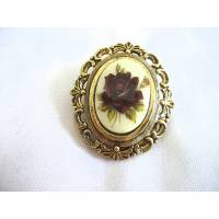 Vintage Schalclip oval - Braune Rose - aus den 70er Jahren Bild 1