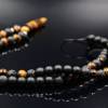 Herren Halskette aus Edelsteinen Onyx Lava Tigerauge und Hämatit mit Anhänger, Länge 61 cm Bild 2