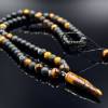 Herren Halskette aus Edelsteinen Onyx Lava Tigerauge und Hämatit mit Anhänger, Länge 61 cm Bild 9