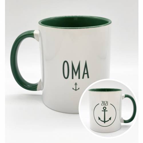 Tasse Oma / Opa mit Anker, personalisierbar inkl. praktischer Geschenkverpackung