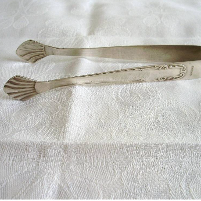 Vintage Zuckerzange - Muschel - mit Silberauflage  aus den 60er Jahren