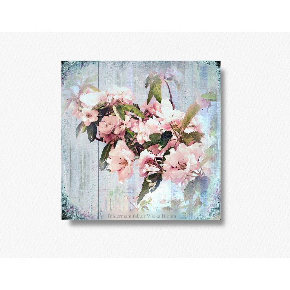 Kirschblüten im Retro Stil schwarz/weiß Leinwandbild Wanddeko Kunstdruck