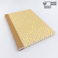 Notizbuch, ocker beige, grafisches Muster, DIN A5, 100 Blatt Bild 1