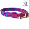 Hundehalsband verstellbar türkis pink lila mit Leder pink und Schnalle Bild 3