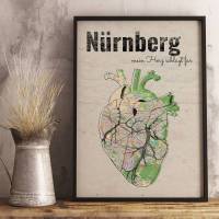 Stadtkarte NÜRNBERG - Deine Lieblingsstadt I Digitaldruck Stadtplan citymap City Poster Kunstdruck Stadt Karte Bild 1