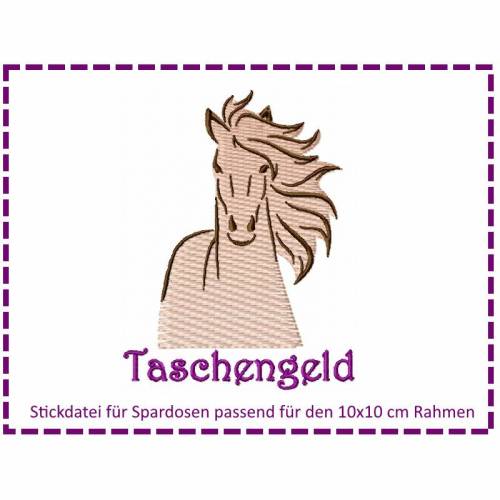 Stickdatei für Spardosen - Taschengeld Mädchen 10x10