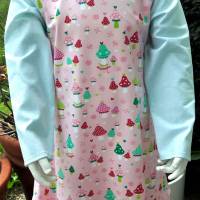 Mädchenkleid Langarmkleid Größe 104 - Glückswiese rosa mint Bild 2