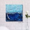 Kleines Kunstwerk, Acryl auf MDF Block, Meerblick in tollen Blautönen mit Blattsilber und Effektperlen, Wandkunst Bild 4