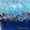 Kleines Kunstwerk, Acryl auf MDF Block, Meerblick in tollen Blautönen mit Blattsilber und Effektperlen, Wandkunst Bild 5