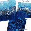 Kleines Kunstwerk, Acryl auf MDF Block, Meerblick in tollen Blautönen mit Blattsilber und Effektperlen, Wandkunst Bild 6
