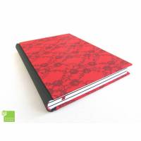 Notizbuch, Tagebuch, schwarz, rot, Motiv Spitze, 300 Seiten, fadengeheftet Bild 1