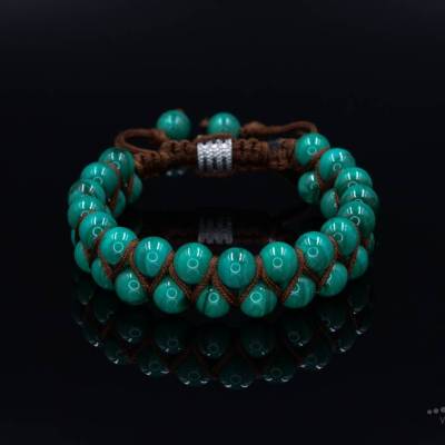 Herren Armband aus Edelsteinen Malachit, Makramee Armband, LIMITED EDITION