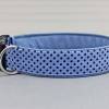 Hundehalsband mit Punkten, hellblau und schwarz, gepunktet, mit Kunstleder in blau, Polka Dots, trendy, Hund, Halsband Bild 2
