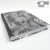 Notizbuch, schwarz weiß, Hardcover, A5, 284 Seiten, Baumwolle-Stoff Bild 1