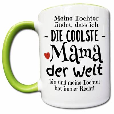 Muttertag Tasse mit Spruch, Coolste Mama der Welt, Geschenk von Tochter für Mutter, Muttertagsgeschenk, Geburtstagsgeschenk Mama