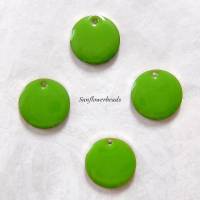 4 Stück Emaille Anhänger grün, apfelgrün, rund, 16 mm Bild 1