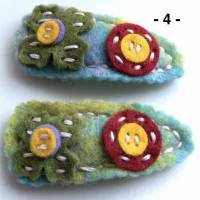 1 Paar dekorierte Haarclips - so richtig süß mit Blüten aus feinem Wollfilz - (Auswahl 2) Bild 1