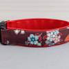 Hundehalsband mit Blumen, braun, hellblau und rosa, geblümt, mit Kunstleder in rot, Blumen, romantisch, vintage, Asia, Hund, Halsband Bild 2