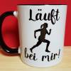 Originelle Geschenke für Läufer | Läuferin Tasse mit Spruch Läuft bei mir | Fitness Marathon Laufen Marathon Joggen Sport Frauen Geschenk Bild 2