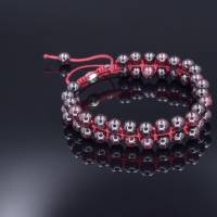 Herren Edelstein Doppel-Armband aus Granat mit Knotenverschluss, Makramee Armband, Geschenk für Mann, 6 mm Bild 8