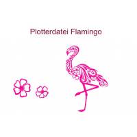 Plotterdatei Flamingo Wasservogel Vogel + Blüte Bild 1