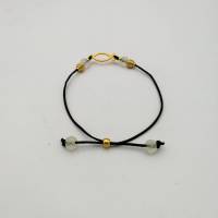 Leder-Perlen-Armband schwarz gold transparent mit Gold-Ornament Fisch, variabel Bild 5