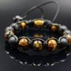 Herren Armband aus Edelsteinen Onyx und Tigerauge mit Knotenverschluss, Makramee Armband, 10 mm Bild 6