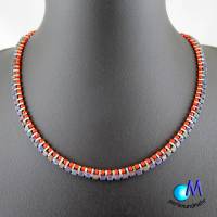 Wechsel-schmuck Glas-Perlen Collier rot silber blau  Statement-Kette  ART 3612 Bild 1