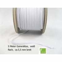 5 m Gummiband, weiß, flach, 5 mm, Elastikband, Bastelmaterial Bild 1