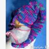Willkommen Baby- Zipfelmütze gestrickt Royal Pink Lila Violett Blau Grün Farbverlauf  mit geflochtenem Zöpfchen Bild 3