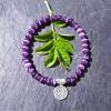 Violettes Cateye-Perlenarmband mit Blume des Lebens aus 925 Silber Bild 2