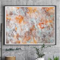 Acrylbild mit leichter Struktur auf Künstlerpapier/ungerahmt. Abstrakte Malerei in den Farben Orange und Nougat, Wandbild, Kunst für die Wand Bild 8