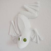 RAUFASERFROSCH, Frosch Skulptur, Frosch Plastik, Frosch Figur, Wandobjekt, Wanddeko, großer weißer Frosch, 3D Bild 10