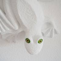 RAUFASERFROSCH, Frosch Skulptur, Frosch Plastik, Frosch Figur, Wandobjekt, Wanddeko, großer weißer Frosch, 3D Bild 4