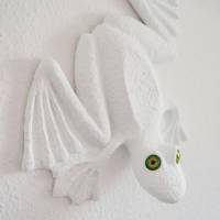 RAUFASERFROSCH, Frosch Skulptur, Frosch Plastik, Frosch Figur, Wandobjekt, Wanddeko, großer weißer Frosch, 3D Bild 9