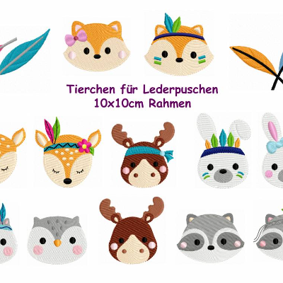 Stickdatei , digitale Stickdatei,Stickdateien Tierchen für Puschen 10x10cm