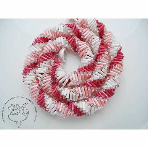 Collier Rosa Weiß Rot auffallend schön