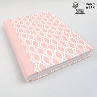 Notizbuch, rosa weiß, Wellen Linien Muster, DIN A5, 150 Blatt, handgefertigt Bild 1