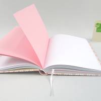 Notizbuch, rosa weiß, Wellen Linien Muster, DIN A5, 150 Blatt, handgefertigt Bild 5