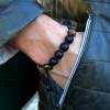 Herren Armband aus Edelsteinen Tigerauge Onyx und Achat mit Knotenverschluss, Makramee Armband, Geschenk für Mann, 10 mm Bild 8