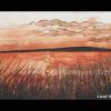 Aquarellbild Sonnenuntergang am See handgemaltes Original 24 x 36 cm Querformat Bild 2